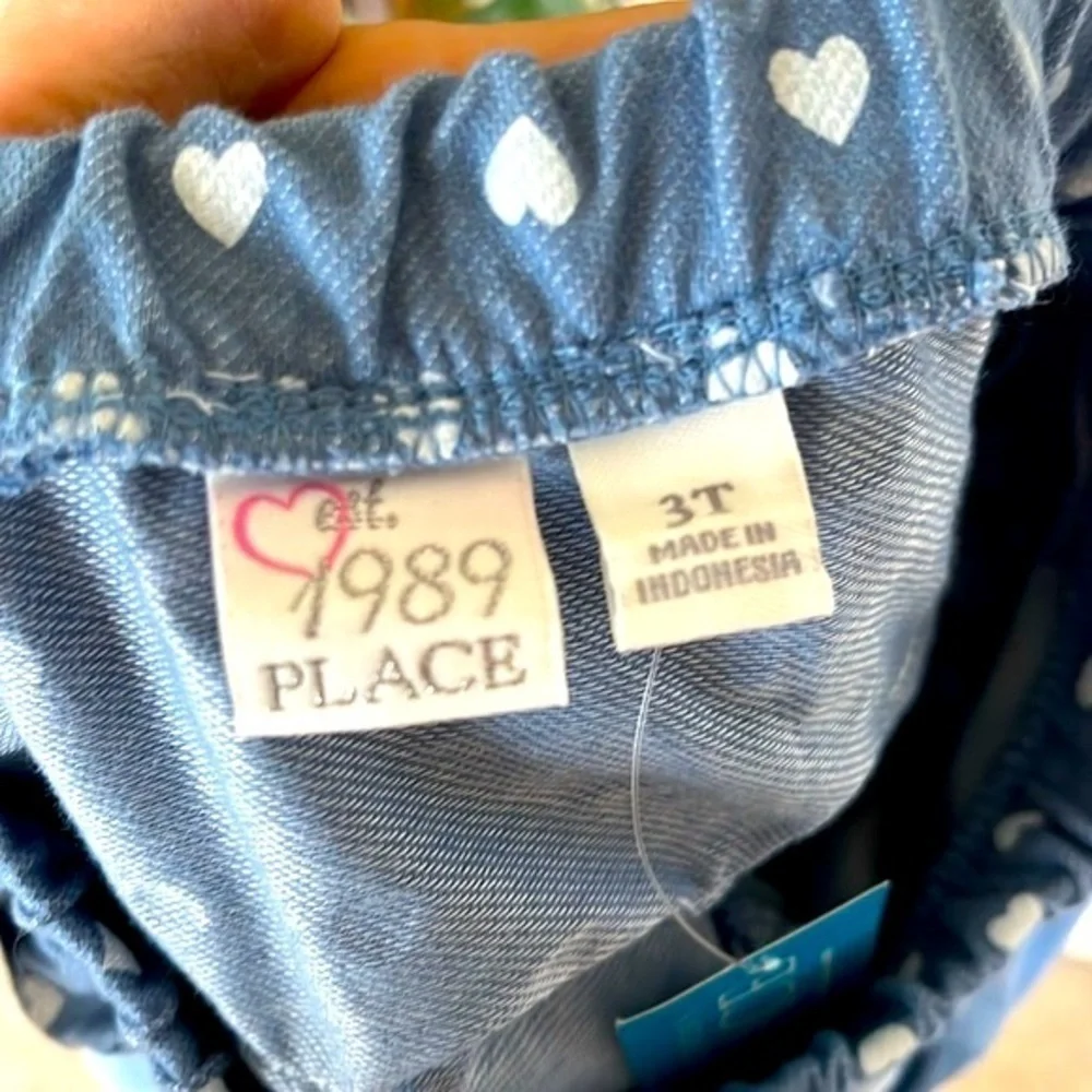 Brand New The Children’s Place Blue Tiered Ruffle Skirt White Heart Polka Dots